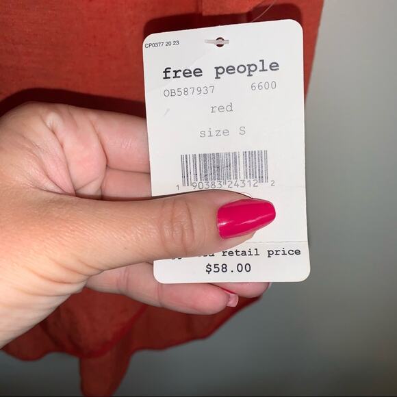 Free People Red/Orange Linen Blend 1 Shoulder Loose Lightweight Top  Small - Picture 6 of 10